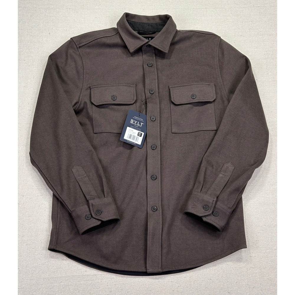 BYLT Mens Small Premium Basics Coastal Over-shirt Coffee Brown NWTs Shirt Jacket